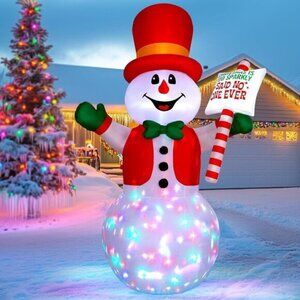 🆕8ft Christmas Inflatables Greeting Gentleman Snowman Outdoor Decorations
